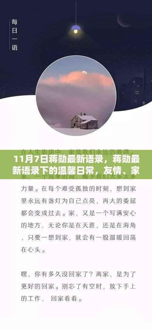 蒋勋最新语录揭秘,友情、家庭与爱的纽带下的温馨日常(11月7日更新)