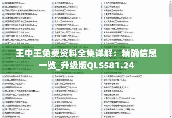 王中王免费资料全集详解：精确信息一览_升级版QLS581.24