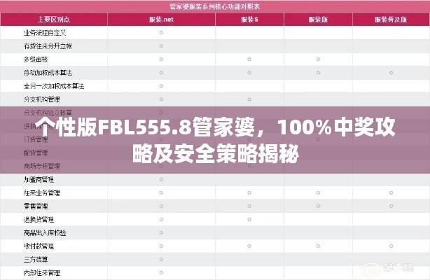 个性版FBL555.8管家婆,100%中奖攻略及安全策略揭秘