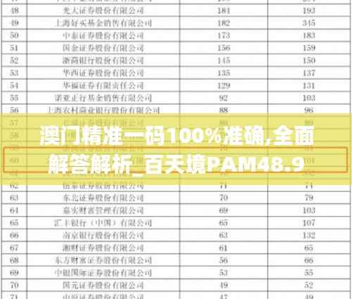澳门精准一码100%准确,全面解答解析_百天境PAM48.9