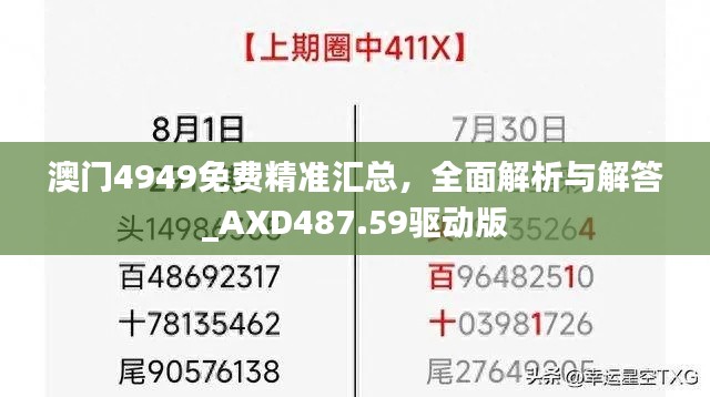 澳门4949免费精准汇总,全面解析与解答_AXD487.59驱动版