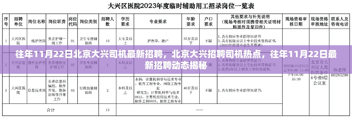揭秘,往年11月22日北京大兴司机最新招聘动态与热点职位速递