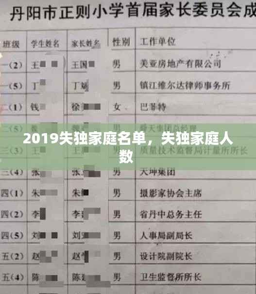 2019失独家庭名单,失独家庭人数