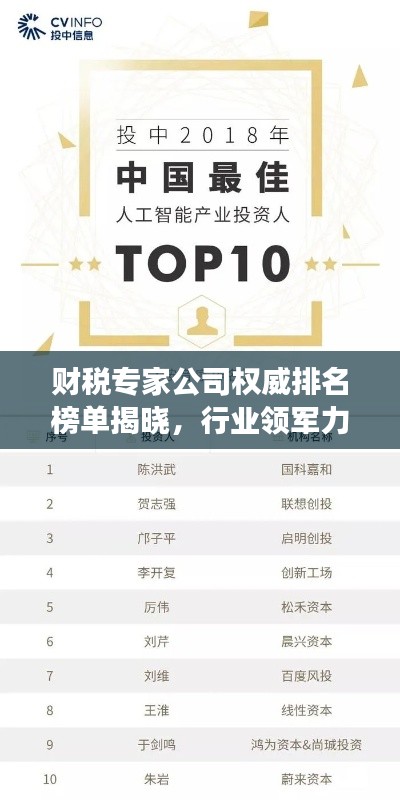 财税专家公司权威排名榜单揭晓,行业领军力量重磅揭秘!