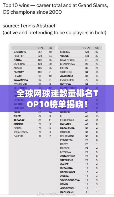 全球网球迷数量排名TOP10榜单揭晓!