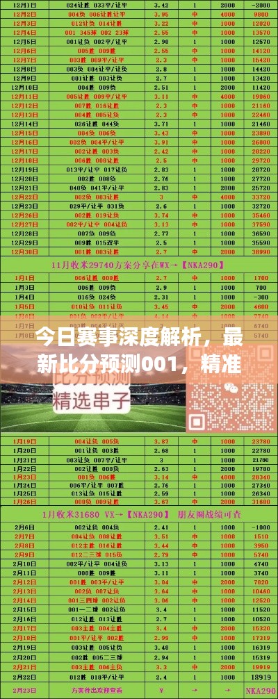 今日赛事深度解析,最新比分预测001,精准预测不容错过